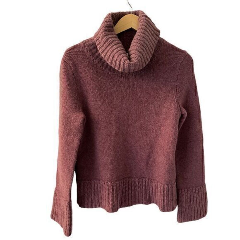 J. Crew‎ Womens 100% Wool Purple Cowl Neck Comfy Chunky Sweater Size M